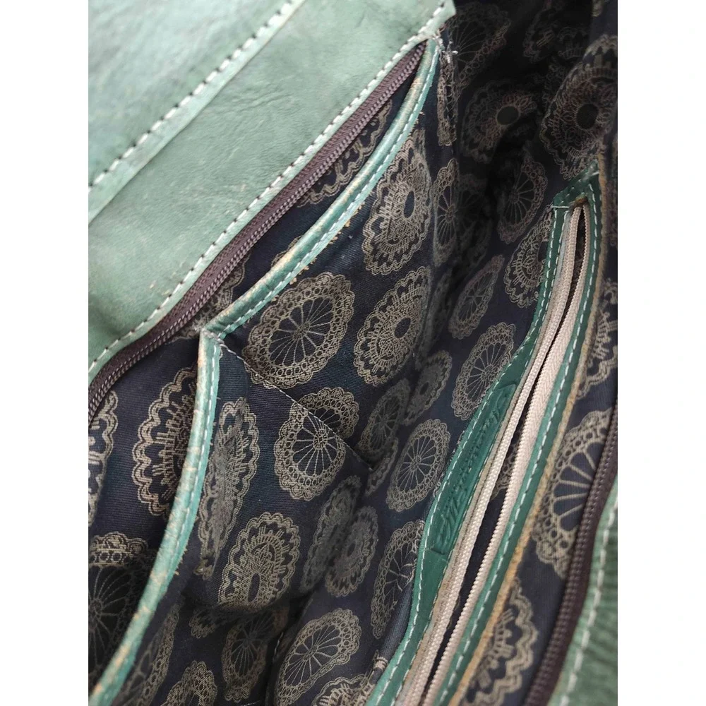 Montana West Tooled Leather Tote Bag Green‎ Southwestern Studded Western Aztec